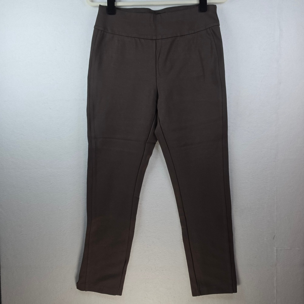 Express High Waisted Pull-On Ankle-Slit Ponte Pants Medium Brown Stretch